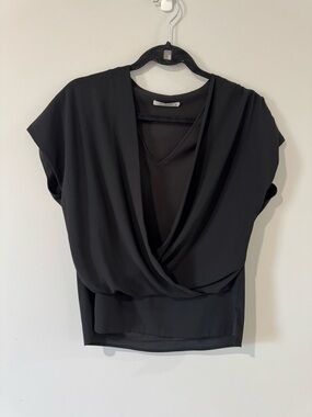MM.LaFleur Black Draped V-Neck Blouse